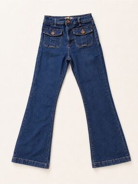 LOFT The Slim Flare Jeans Size 6/28 Dark Wash Flap Pocket Denim